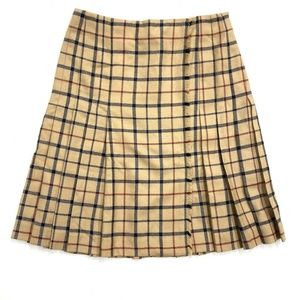 Brooks Brothers Pleated Plaid Wool Skirt